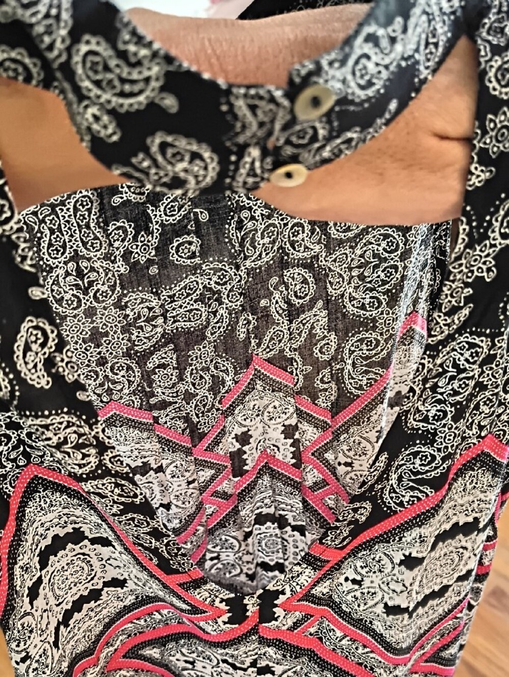 Umgee Black & Pink High Neck Patterned Dress - Picture 9 of 9